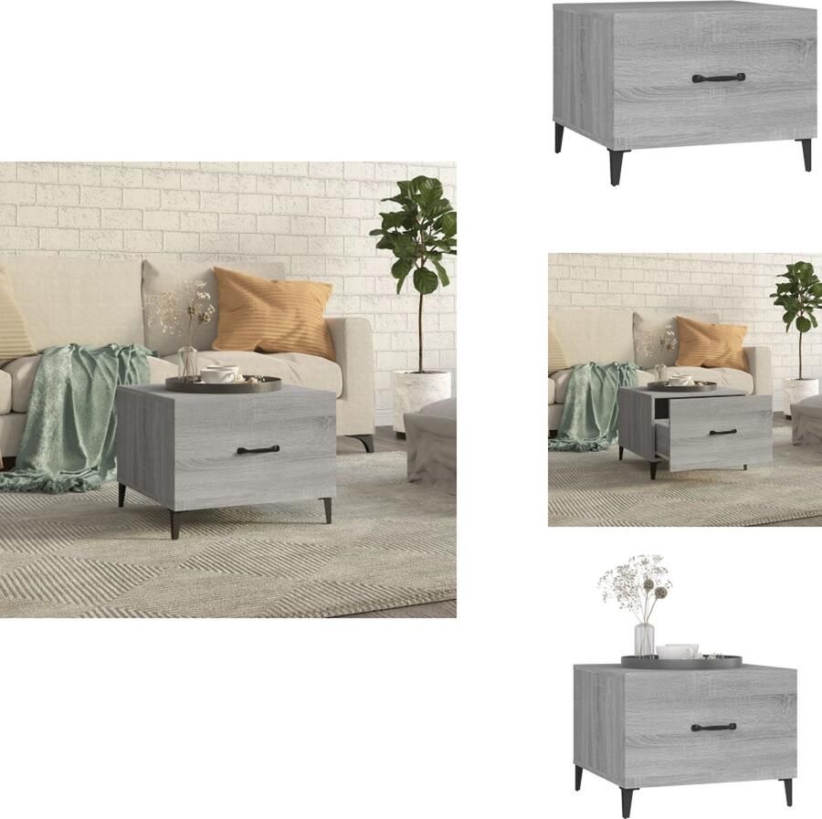 VidaXL Salontafel Salontafels Tafel Bijzettafel Salontafel met metalen poten 50x50x40 cm grijs sonoma eiken