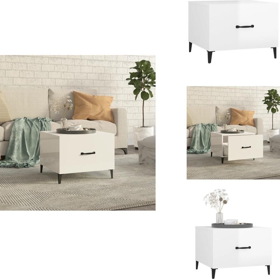 VidaXL Salontafel Salontafels Tafel Bijzettafel Salontafel met metalen poten 50x50x40 cm hoogglans wit