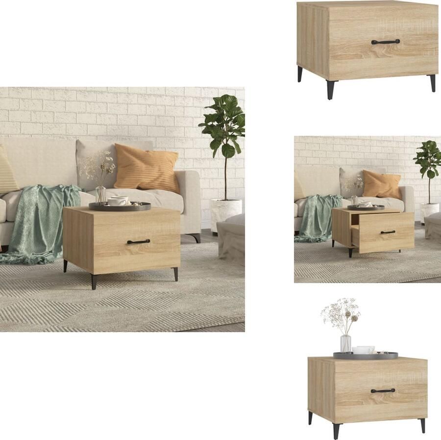 VidaXL Salontafel Salontafels Tafel Bijzettafel Salontafel met metalen poten 50x50x40 cm sonoma eikenkleurig