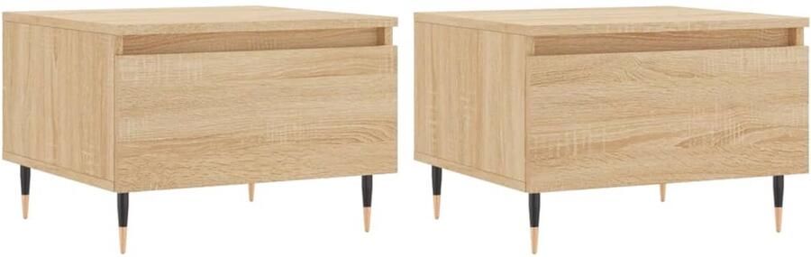VidaXL Salontafels 2 stuks Sonoma Eiken 50x46x35 cm Salontafel Bijzettafel Houten Tafels Eiken Meubilair Modern Design
