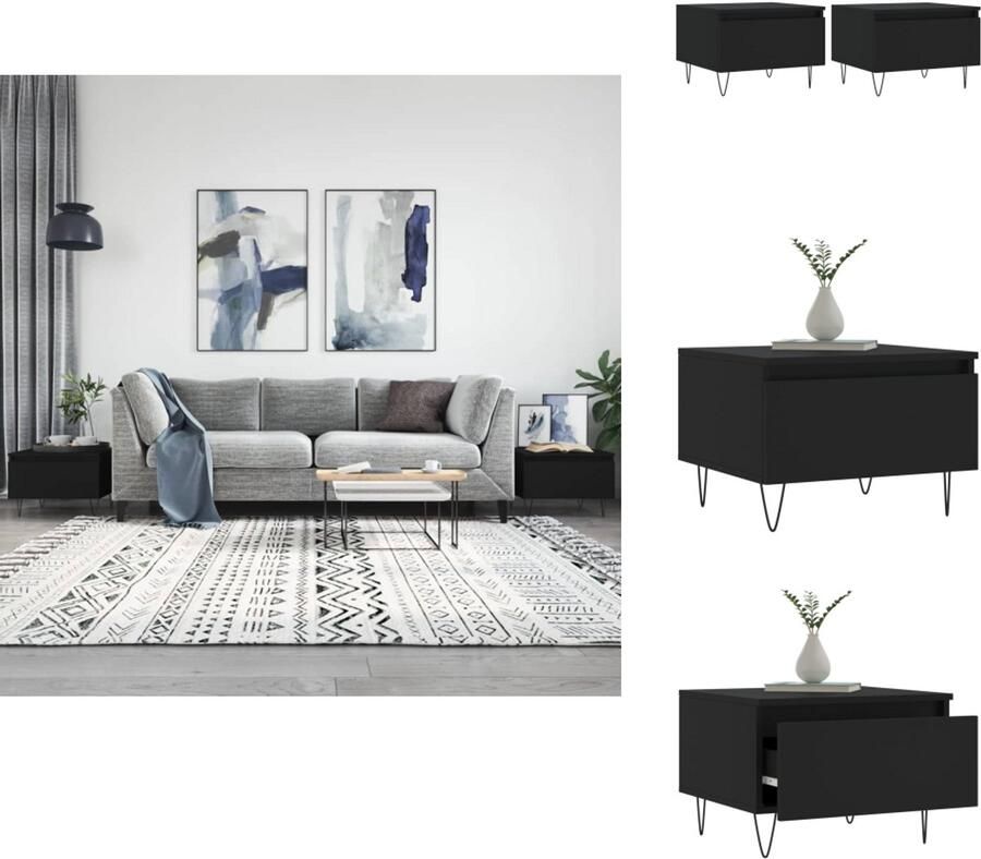 VidaXL Salontafel Salontafels Tafel Bijzettafel Salontafels 2 st 50x46x35 cm bewerkt hout zwart