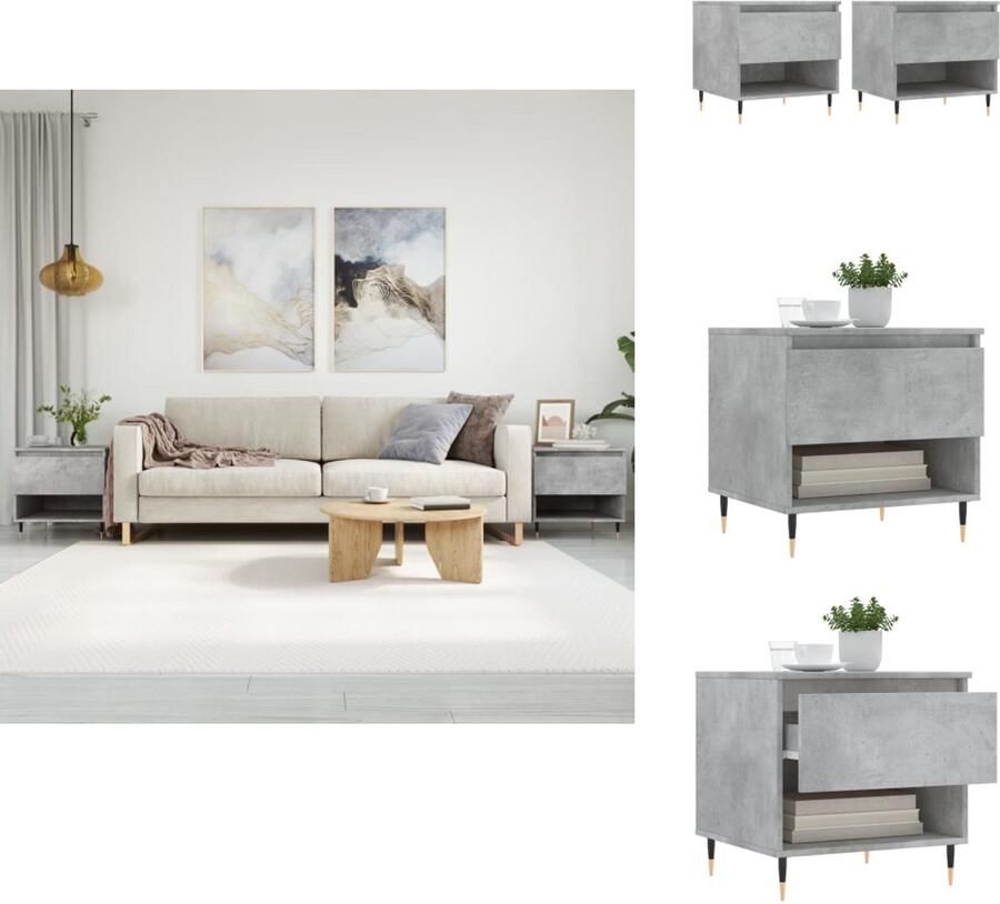 VidaXL Salontafels 2 st 50x46x50 cm bewerkt hout betongrijs Salontafel Houten Salontafel Betonnen Salontafel Industrieel Salontafel Living Room Furniture