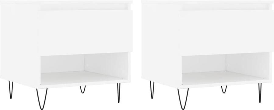 The Living Store Salontafels 2 st 50x46x50 cm bewerkt hout wit Salontafel Bijzettafel Houten Tafels Witte Salontafel Modern Design