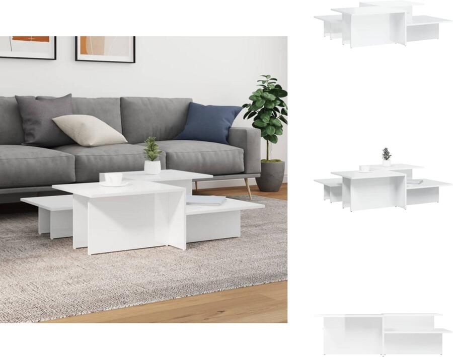 VidaXL Salontafel Salontafels Tafel Bijzettafel Salontafels 2 st bewerkt hout hoogglans wit