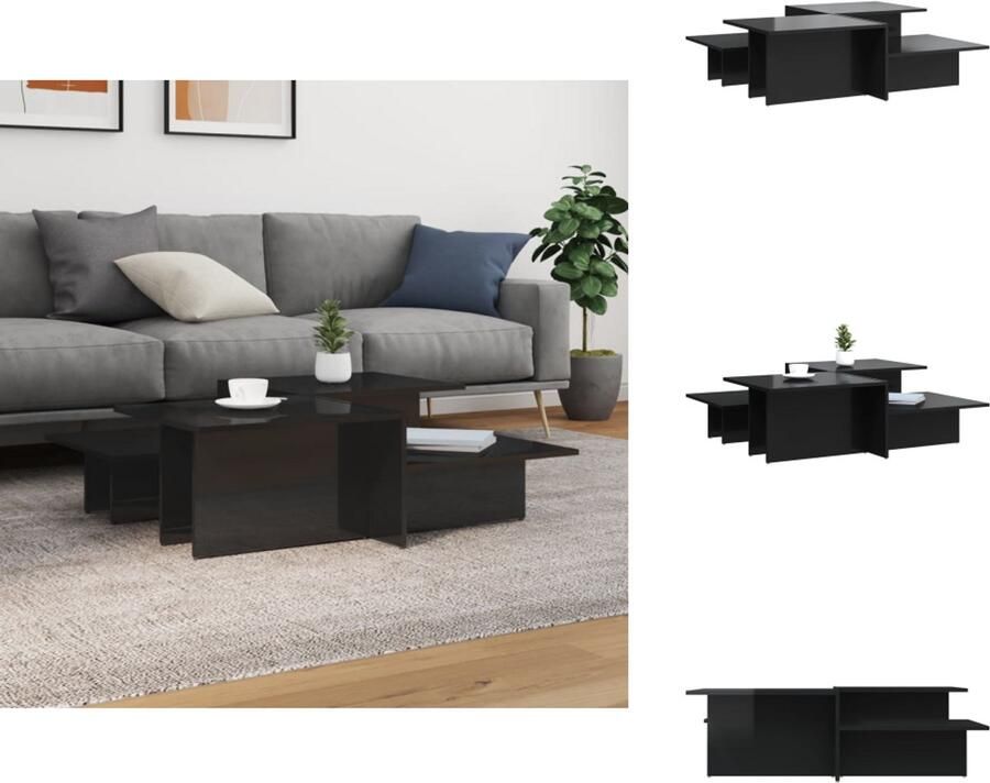VidaXL Salontafel Salontafels Tafel Bijzettafel Salontafels 2 st bewerkt hout hoogglans zwart