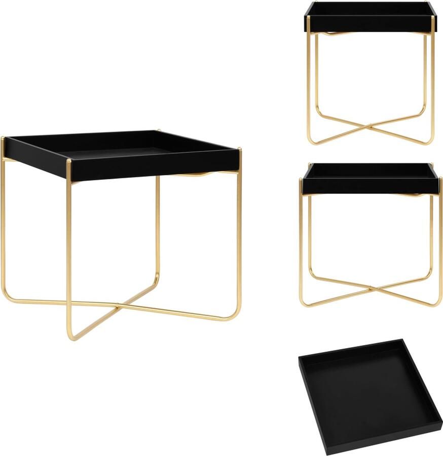 VidaXL Salontafel Salontafels Tafel Tafels Bijzettafel 38x38x38 5 cm MDF zwart en goudkleurig