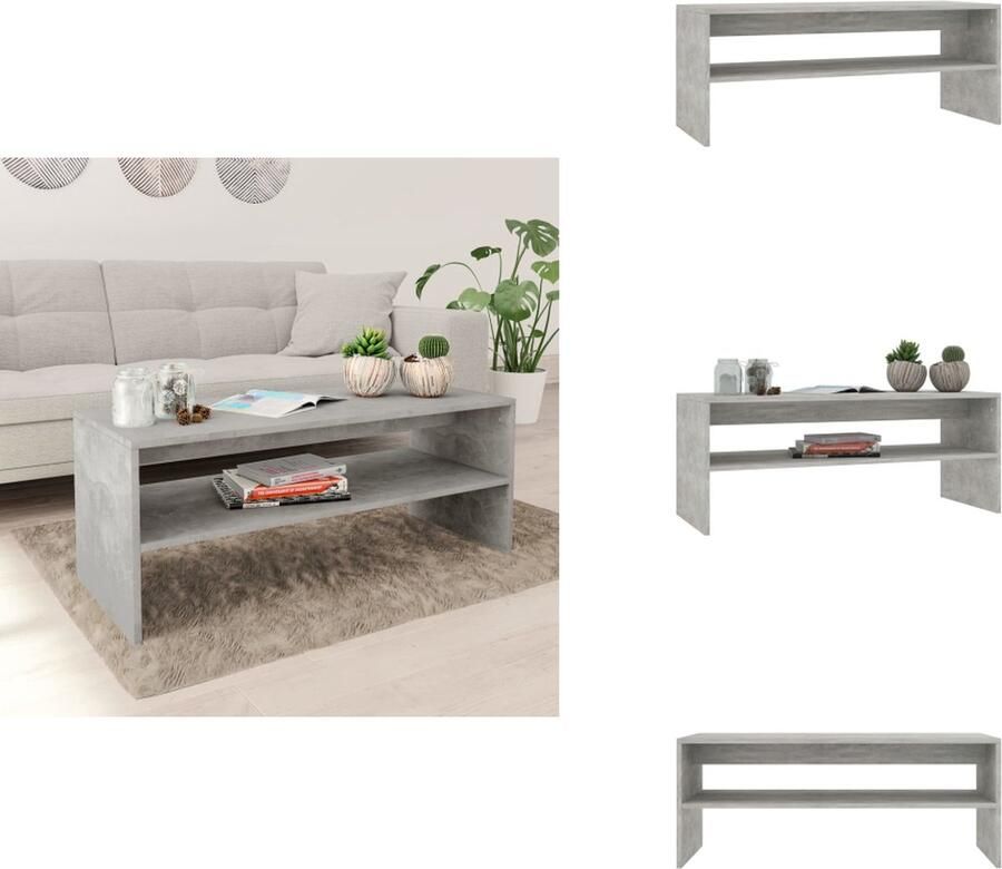 VidaXL Salontafel Salontafels Tafel Tafels Salontafel 100x40x40 cm bewerkt hout betongrijs