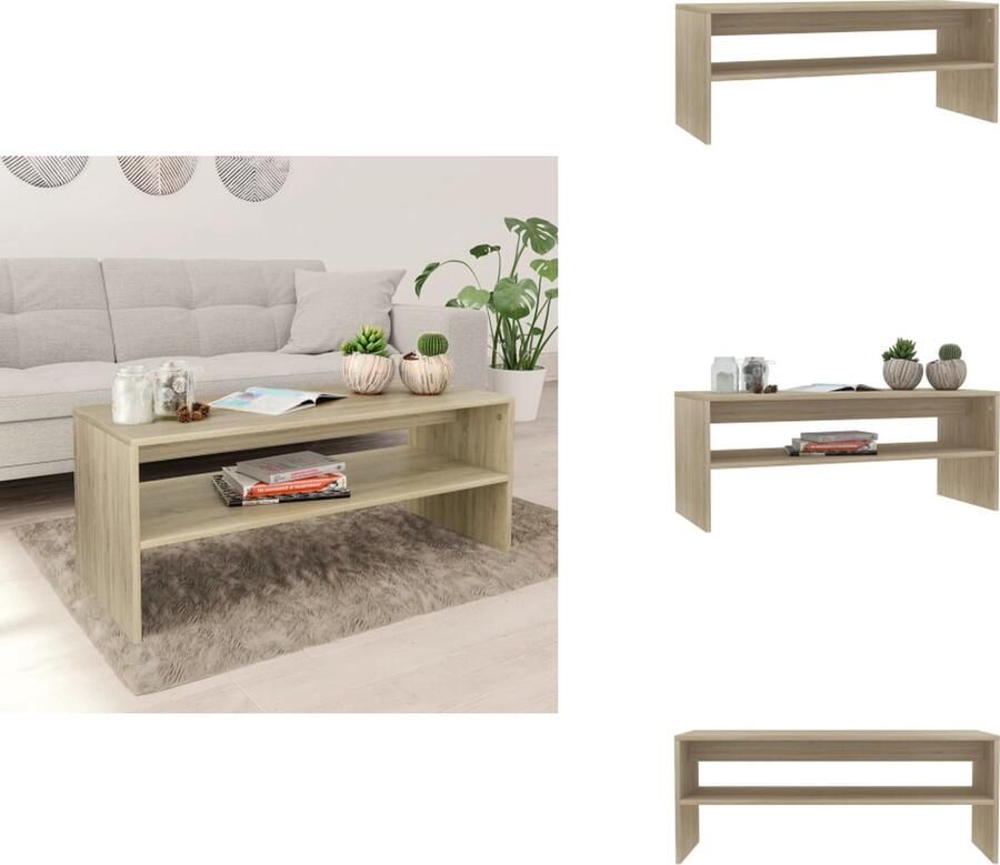 VidaXL Salontafel Salontafels Tafel Tafels Salontafel 100x40x40 cm bewerkt hout sonoma eikenkleurig