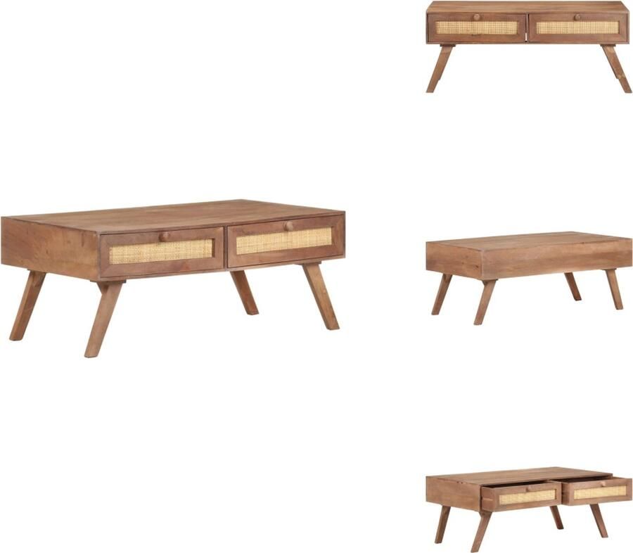 VidaXL Houten Tafel Woonkamertafel Massief Mangohout 100x60x40 cm Lichtkleurige afwerking Tafel