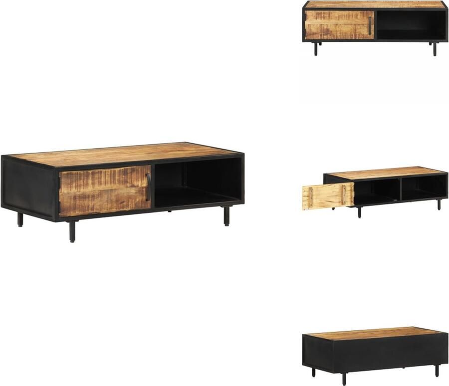 VidaXL Salontafel Industriële Stijl 105 x 50 x 35 cm Ruw mangohout en gepoedercoat staal Tafel
