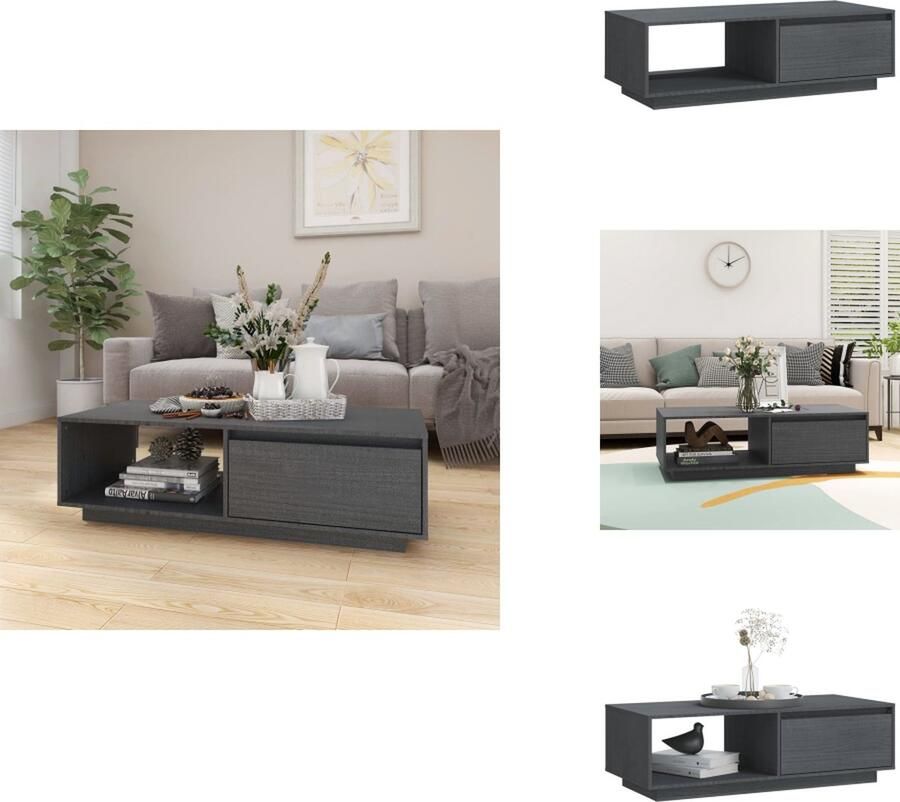 VidaXL Salontafel Salontafels Tafel Tafels Salontafel 110x50x33 5 cm massief grenenhout grijs