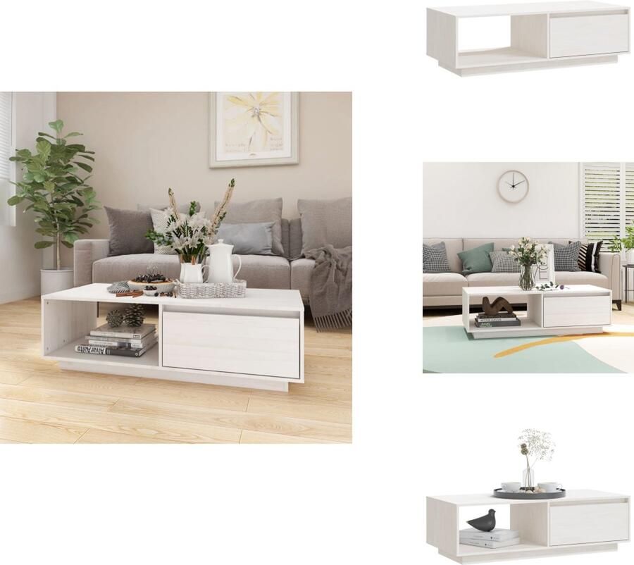VidaXL Salontafel Salontafels Tafel Tafels Salontafel 110x50x33 5 cm massief grenenhout wit