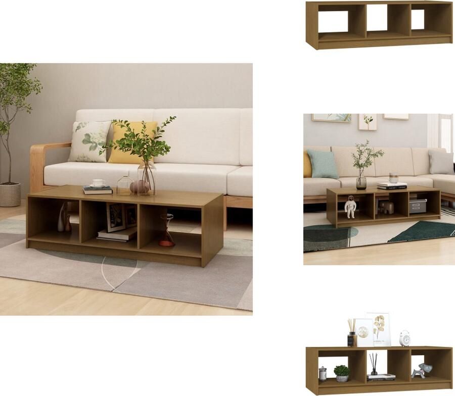 VidaXL Salontafel Salontafels Tafel Tafels Salontafel 110x50x34 cm massief grenenhout honingbruin