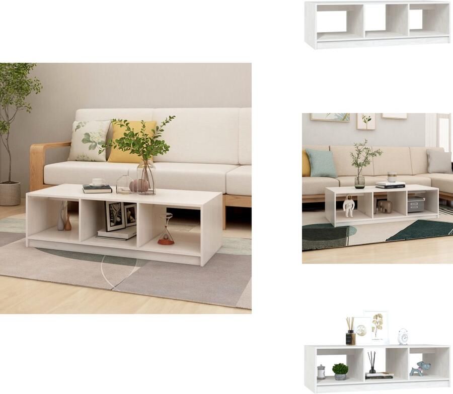 VidaXL Salontafel Salontafels Tafel Tafels Salontafel 110x50x34 cm massief grenenhout wit