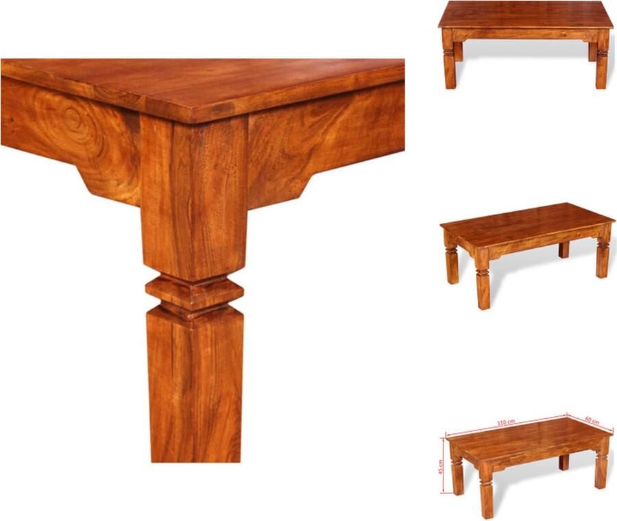 VidaXL Salontafel Salontafels Tafel Tafels Salontafel 110x60x45 cm massief hout