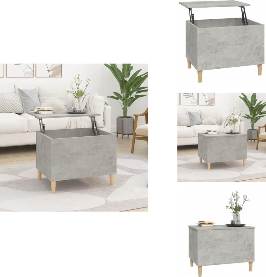 VidaXL Salontafel Salontafels Tafel Tafels Salontafel 60x44 5x45 cm bewerkt hout betongrijs