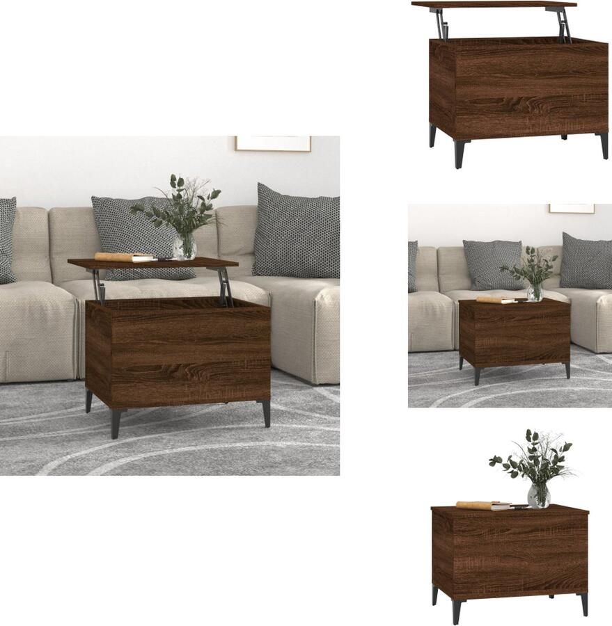 VidaXL Salontafel Salontafels Tafel Tafels Salontafel 60x44-5x45 cm bewerkt hout bruineikenkleurig