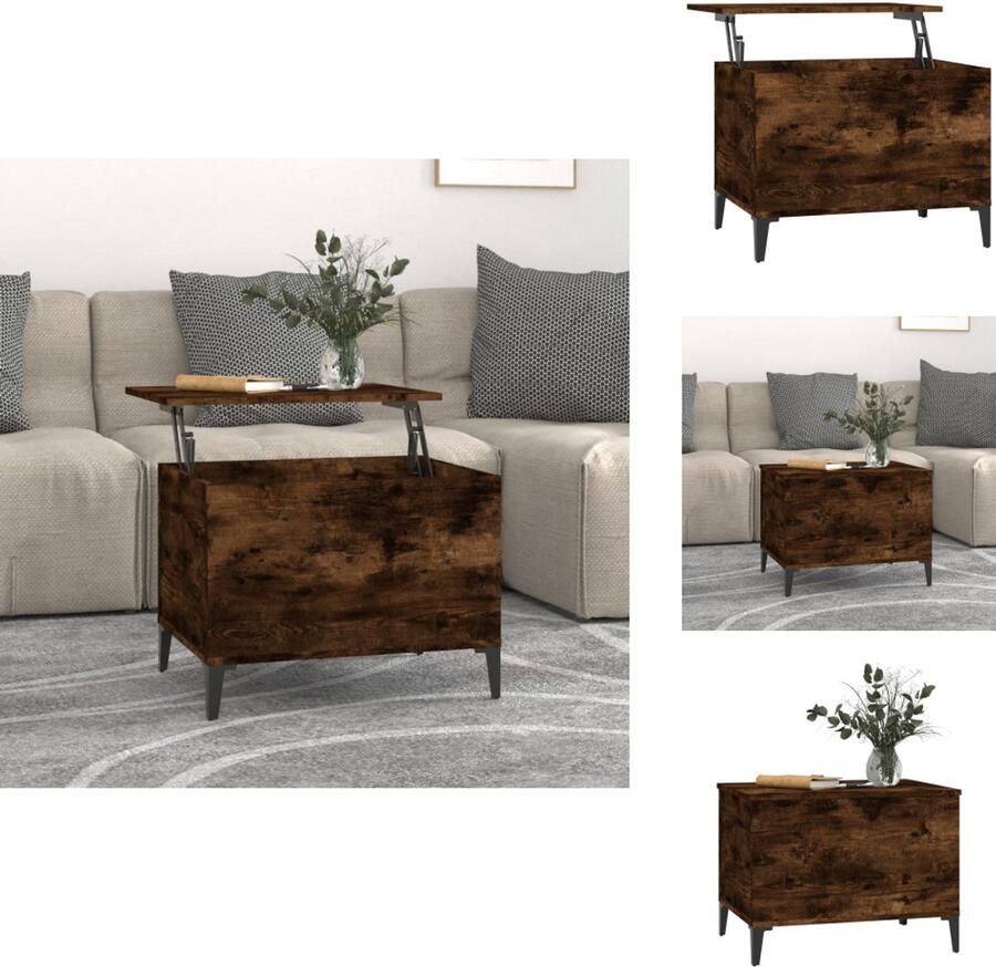 VidaXL Salontafel 60x44 5x45 cm bewerkt hout gerookt eikenkleurig Salontafel Houten Salontafel VidaXL Salontafel Lift Top Salontafel Bruine Salontafel - Foto 3