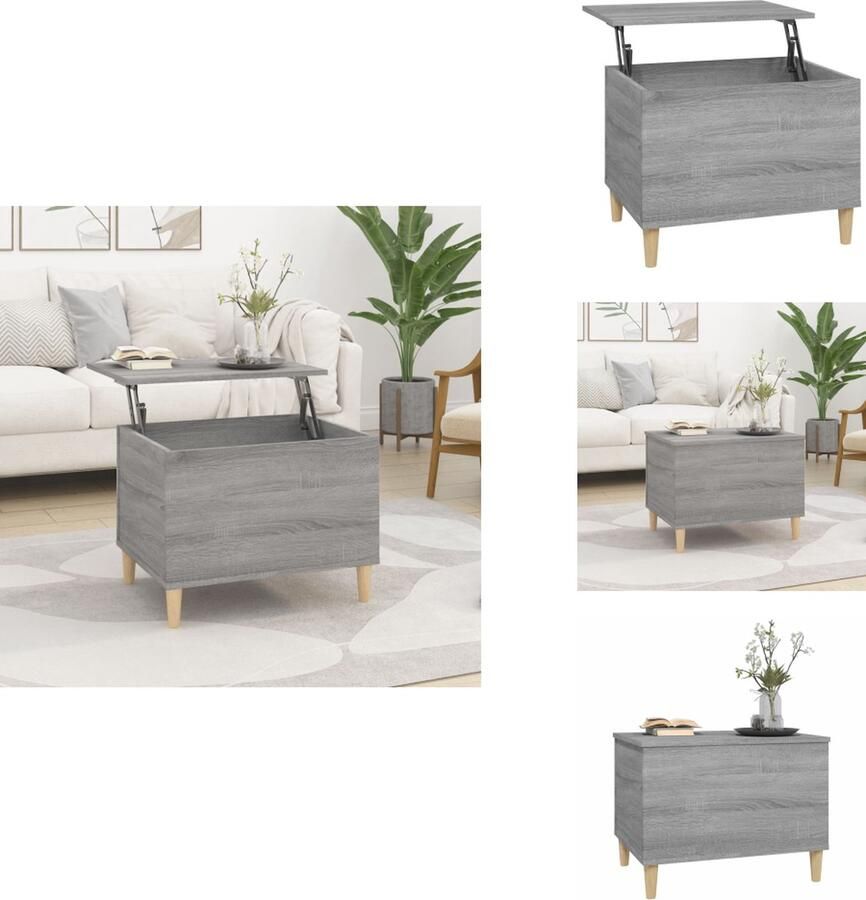 VidaXL Salontafel Salontafels Tafel Tafels Salontafel 60x44 5x45 cm bewerkt hout grijs sonoma eikenkleurig - Foto 2