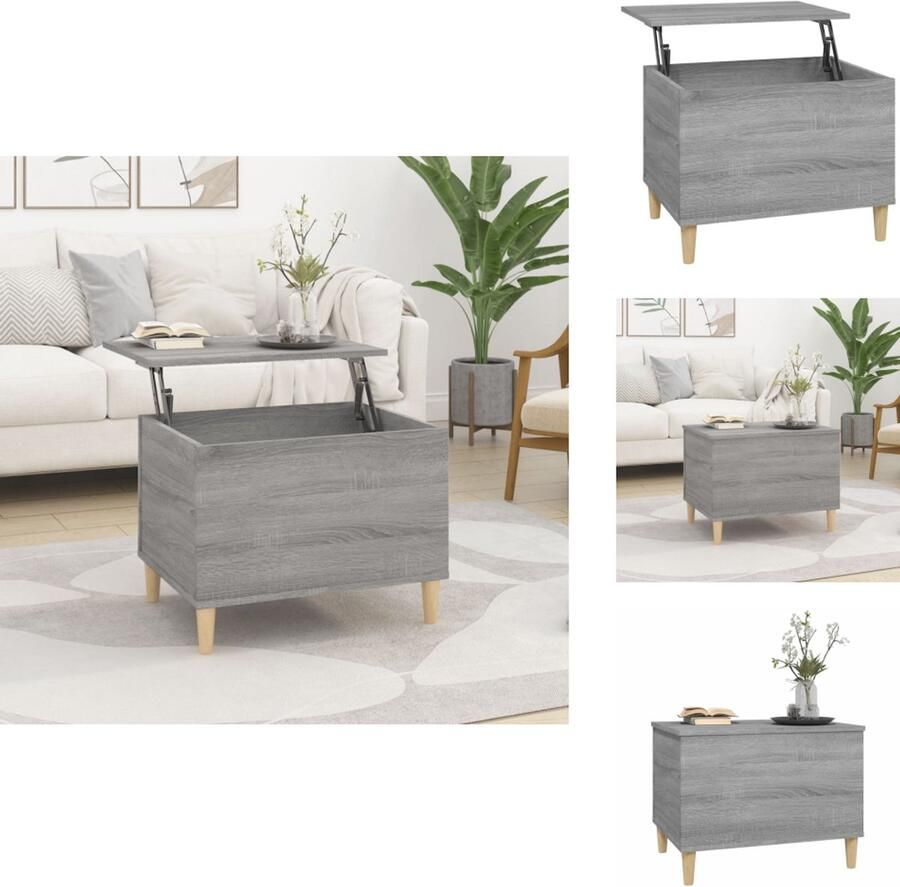 VidaXL Salontafel Salontafels Tafel Tafels Salontafel 60x44 5x45 cm bewerkt hout grijs sonoma eikenkleurig