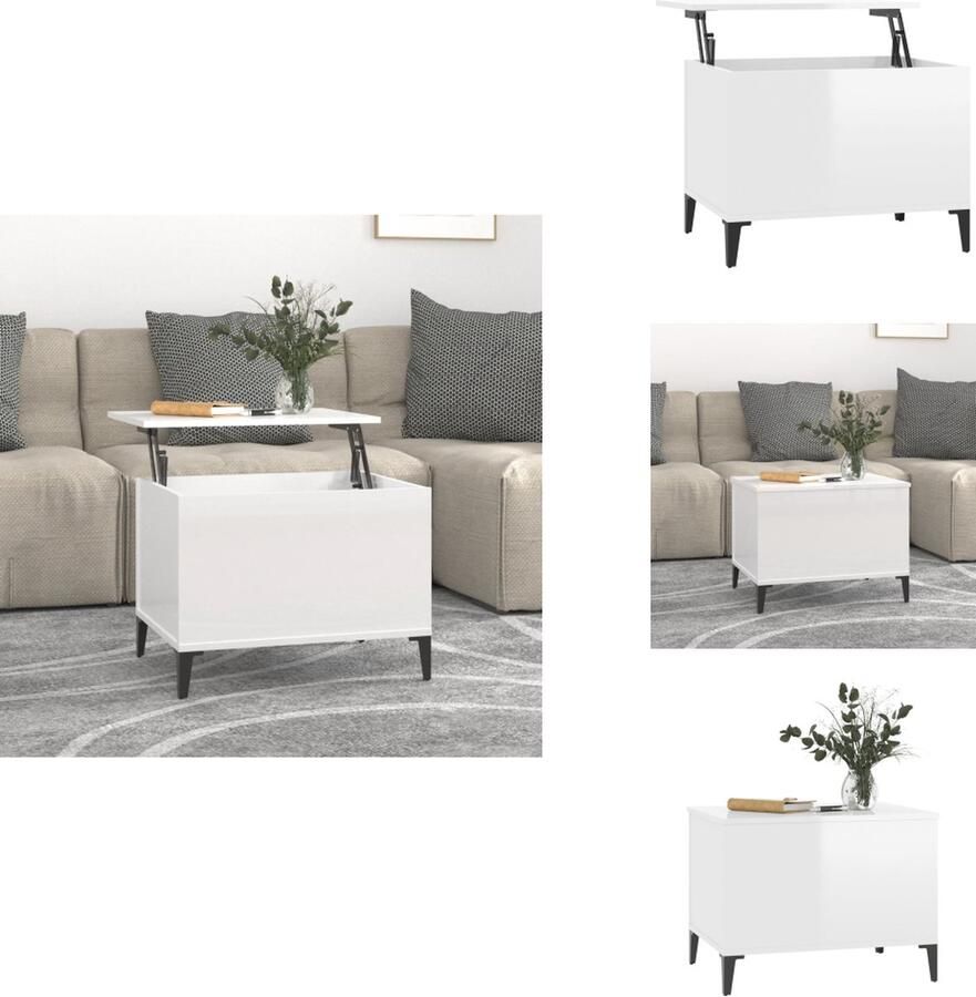 VidaXL Salontafel Salontafels Tafel Tafels Salontafel 60x44 5x45 cm bewerkt hout hoogglans wit