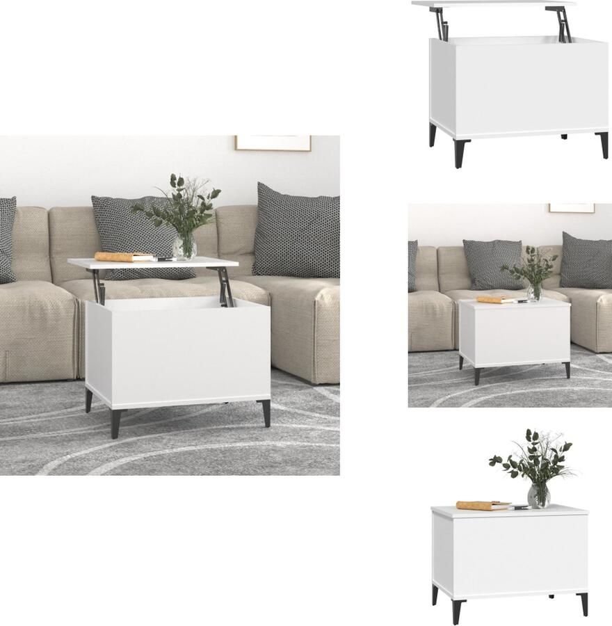 VidaXL Salontafel Salontafels Tafel Tafels Salontafel 60x44 5x45 cm bewerkt hout wit