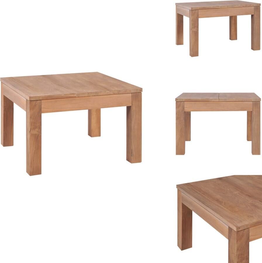 VidaXL Salontafel Salontafels Tafel Tafels Salontafel 60x60x40 cm teakhout met natuurlijke afwerking
