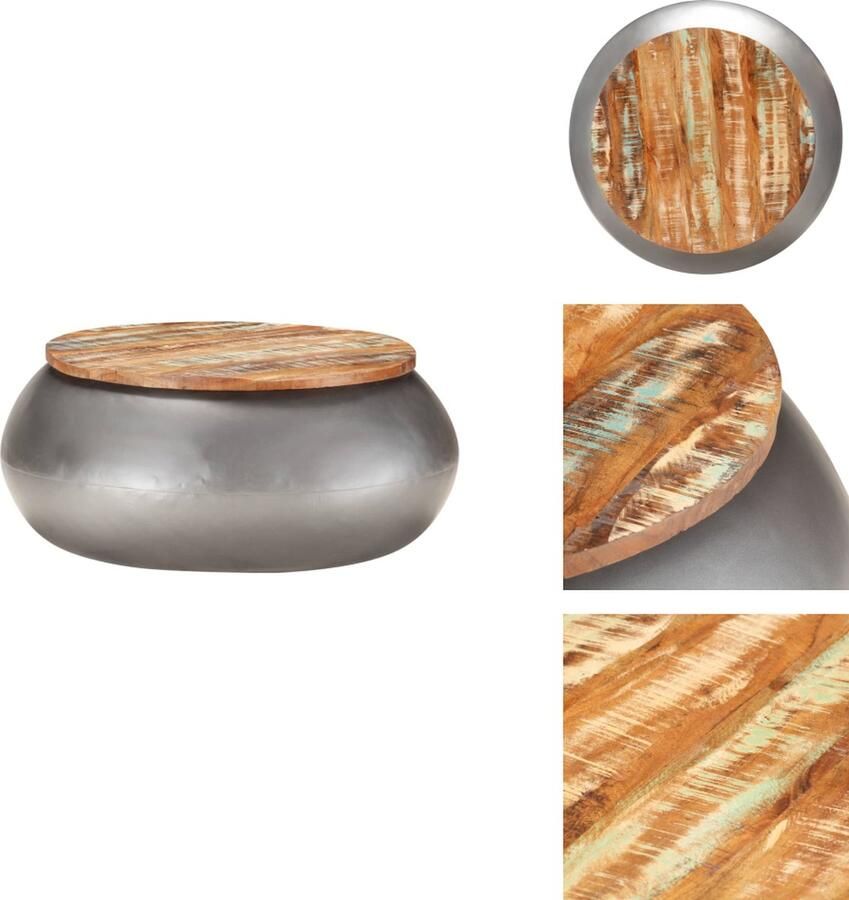 VidaXL Salontafel Salontafels Tafel Tafels Salontafel 68x68x30 cm massief gerecycled hout grijs