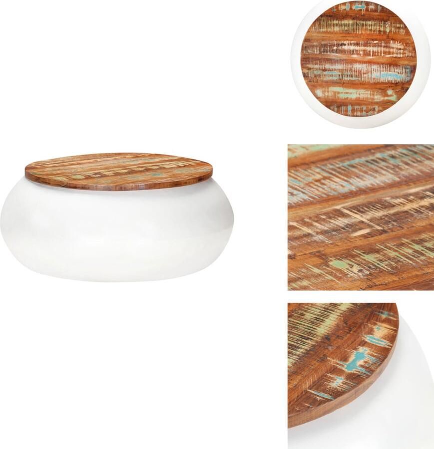 VidaXL Salontafel Salontafels Tafel Tafels Salontafel 68x68x30 cm massief gerecycled hout wit