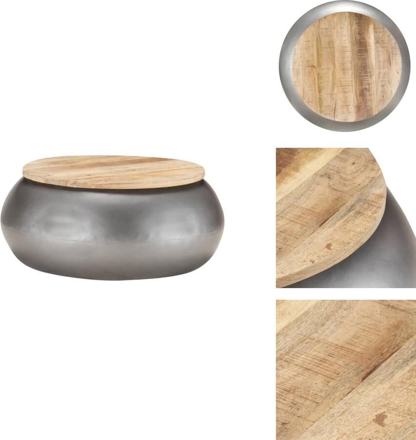 VidaXL Salontafel Salontafels Tafel Tafels Salontafel 68x68x30 cm massief mangohout grijs