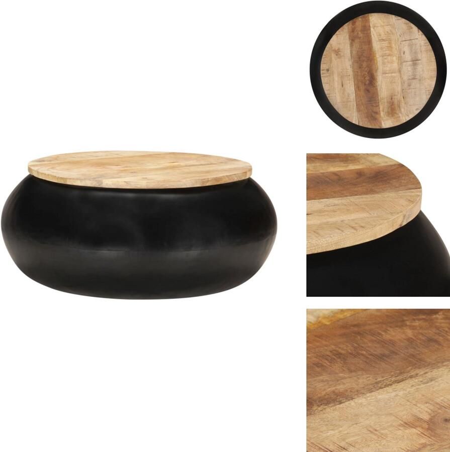 VidaXL Salontafel Salontafels Tafel Tafels Salontafel 68x68x30 cm massief mangohout zwart