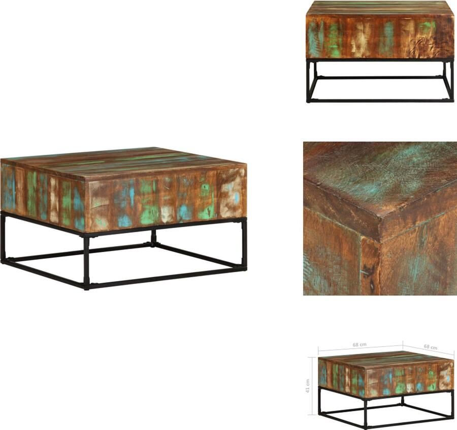 VidaXL Salontafel Massief gerecycled hout 68x68x41 cm Handgemaakt Milieuvriendelijk Tafel