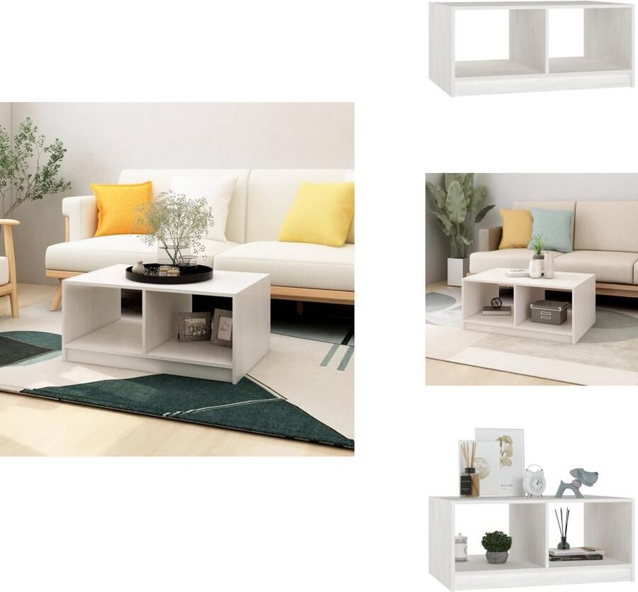VidaXL Salontafel Salontafels Tafel Tafels Salontafel 75x50x33 5 cm massief grenenhout wit