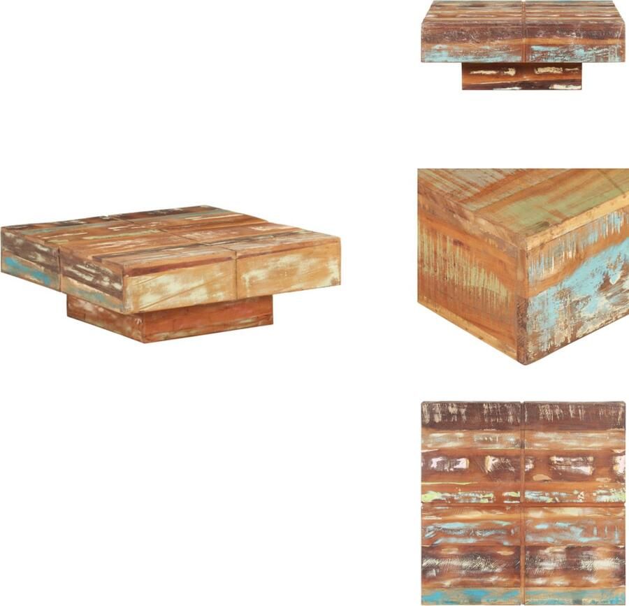 VidaXL Salontafel Salontafels Tafel Tafels Salontafel 80x80x28 cm massief gerecycled hout