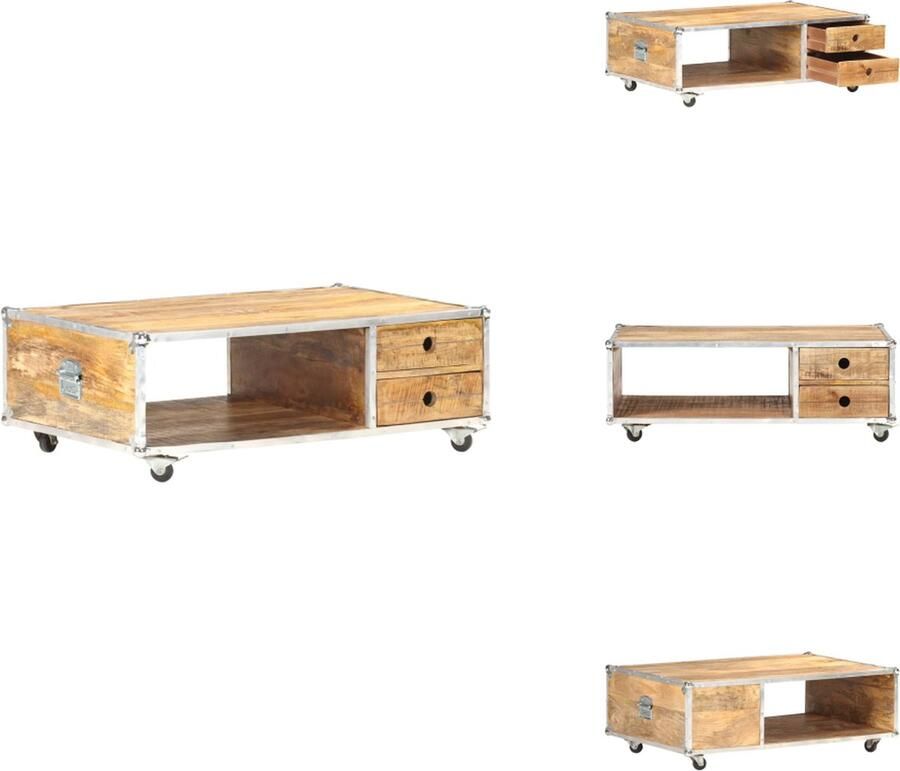 VidaXL Salontafel Salontafels Tafel Tafels Salontafel 89x59x33 cm massief ruw mangohout