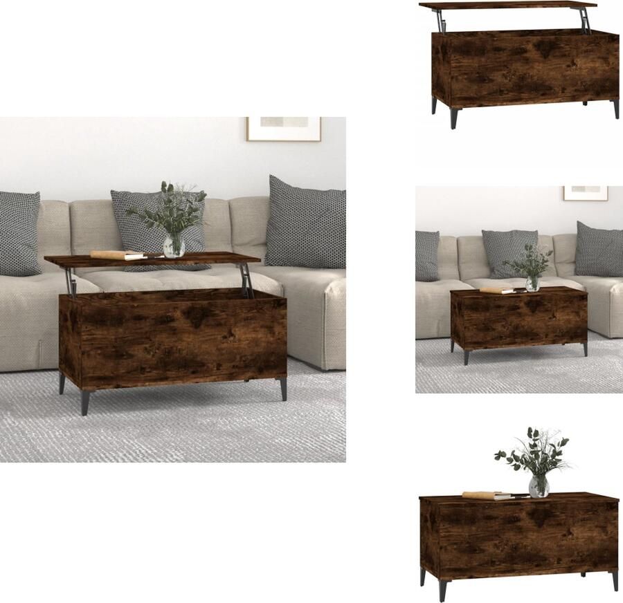 VidaXL Salontafel Salontafels Tafel Tafels Salontafel 90x44 5x45 cm bewerkt hout gerookt eikenkleurig
