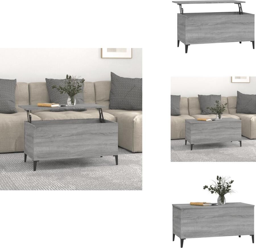 VidaXL Salontafel Salontafels Tafel Tafels Salontafel 90x44 5x45 cm bewerkt hout grijs sonoma eikenkleurig