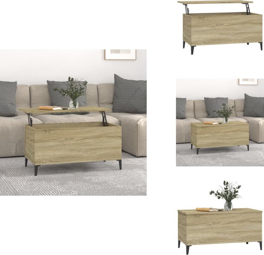 VidaXL Salontafel Salontafels Tafel Tafels Salontafel 90x44 5x45 cm bewerkt hout sonoma eikenkleurig