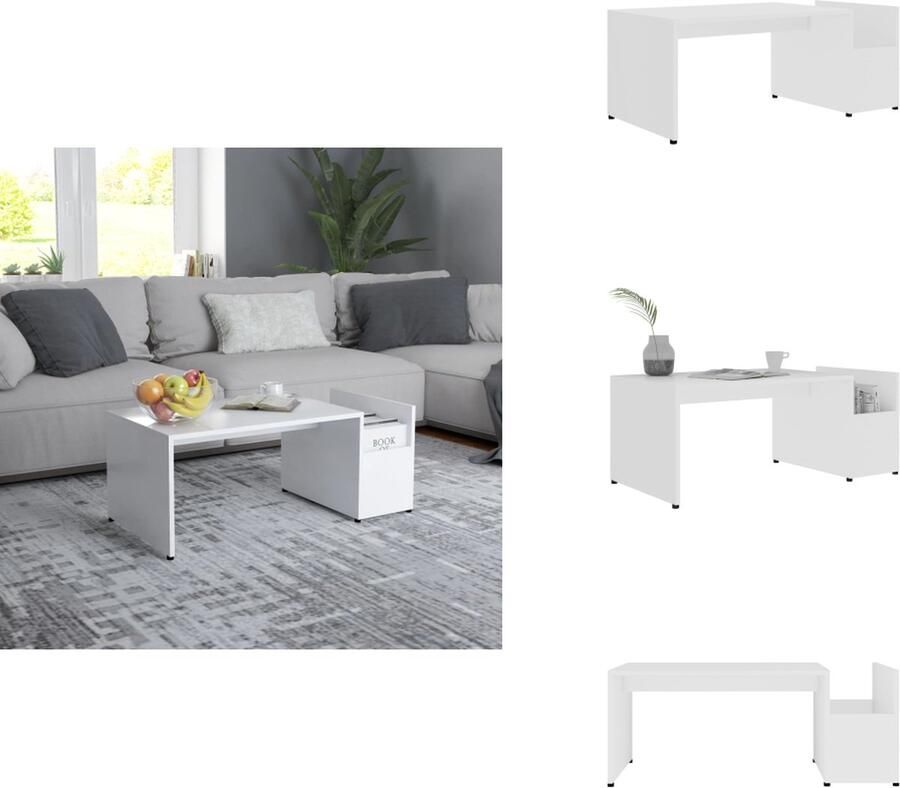 VidaXL Salontafel Salontafels Tafel Tafels Salontafel 90x45x35 cm bewerkt hout wit