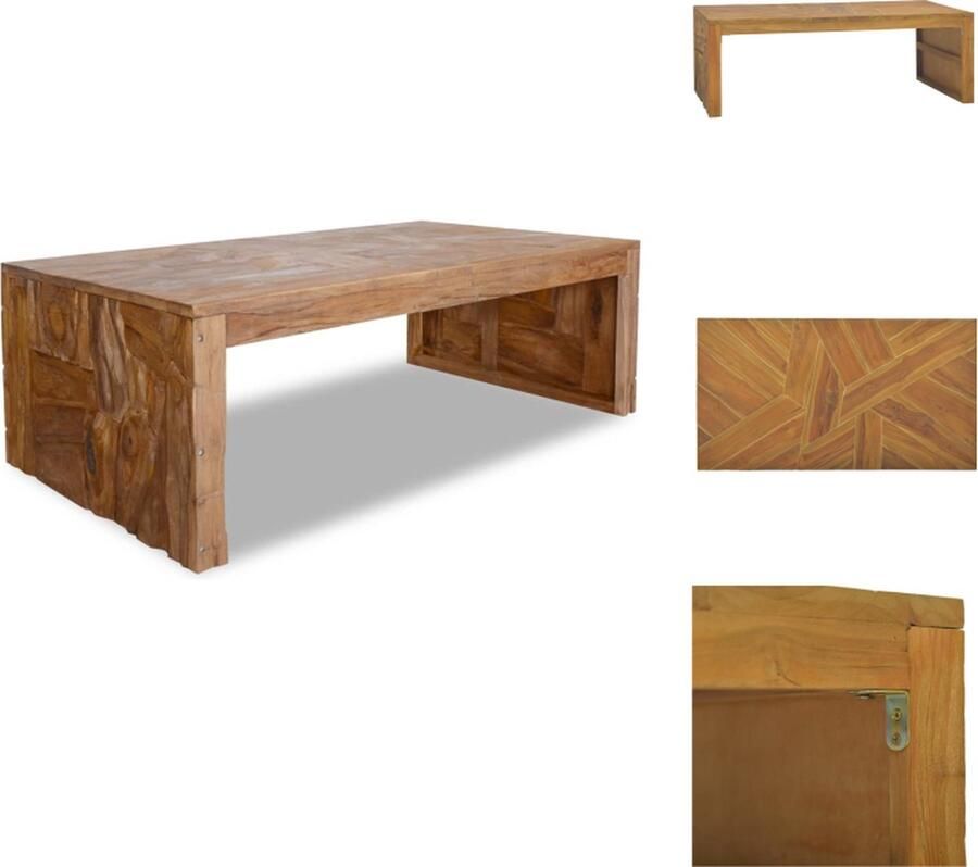 VidaXL Salontafel Salontafels Tafel Tafels Salontafel Erosion 110x35x38 cm massief teakhout