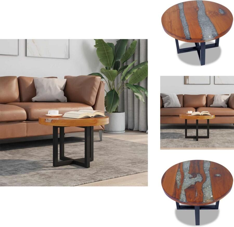 VidaXL Salontafel Massief teak- en mangohout Meerkleurig 60x40 cm Handgemaakt Eenvoudig te monteren Tafel