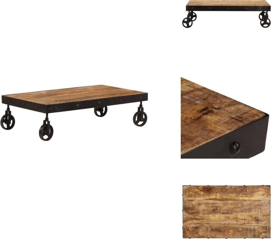 VidaXL Salontafel Salontafels Tafel Tafels Salontafel op wieltjes 100x60x26 cm massief mangohout
