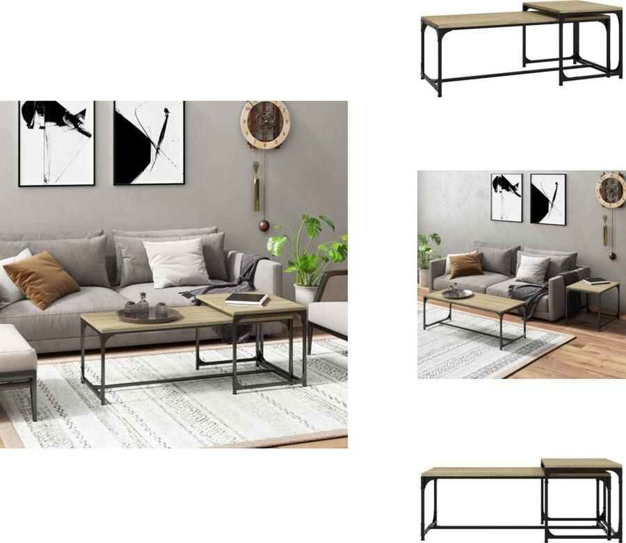 VidaXL Salontafel Salontafels Tafel Tafels Salontafels 2 st bewerkt hout sonoma eikenkleurig