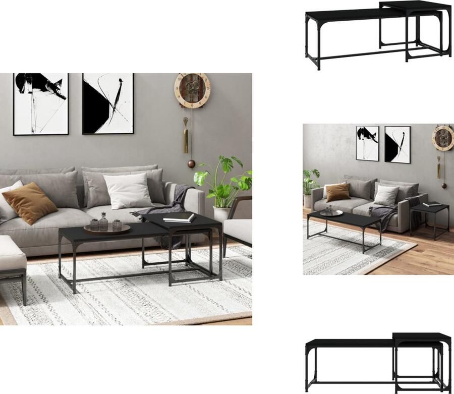 VidaXL Salontafels Industriële Stijl Verschillende Maten Zwart Hout en Staal Tafel