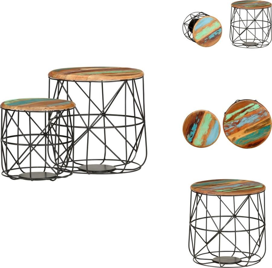 VidaXL Salontafel Salontafels Tafel Tafels Salontafels 2 st massief gerecycled hout