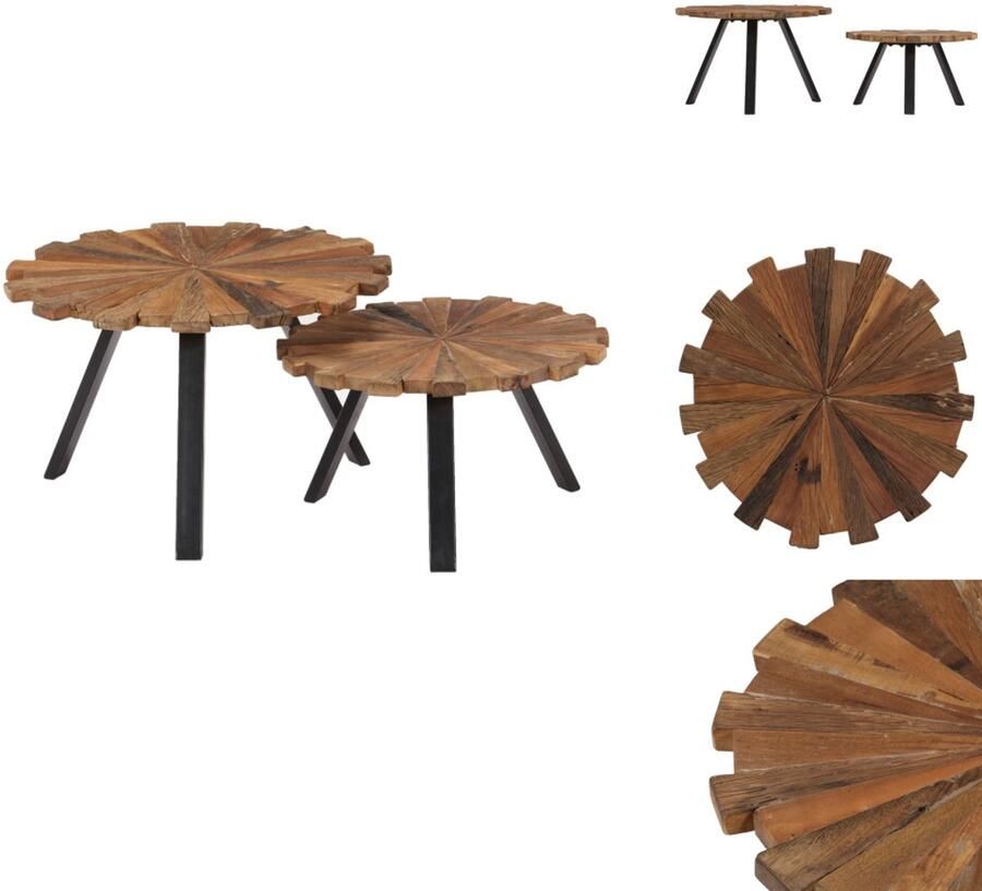 VidaXL Salontafel Salontafels Tafel Tafels Salontafels 2 st massief gerecycled hout