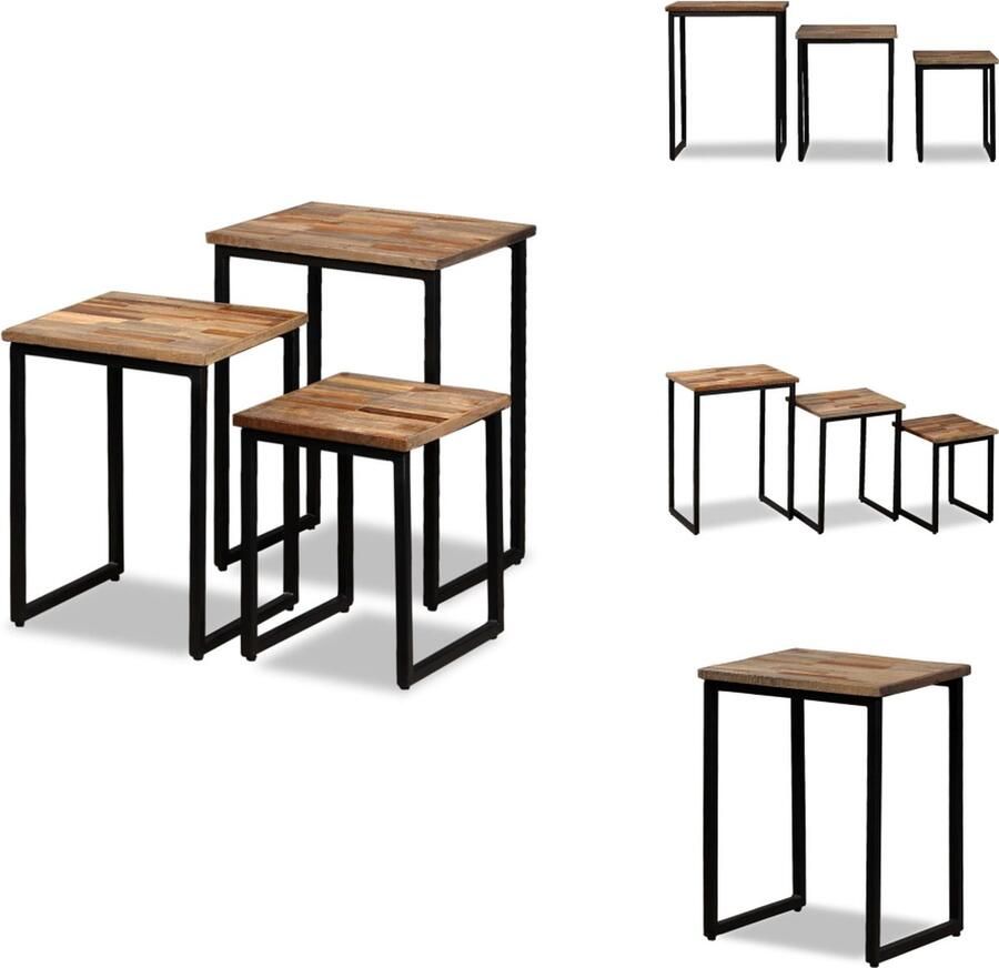VidaXL Salontafel Salontafels Tafel Tafels Tafeltjesset massief gerecycled teakhout 3-delig