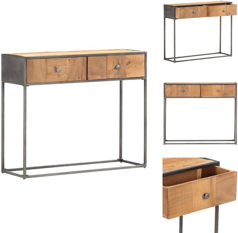 The Living Store Wandtafel Vintage Stijl Teruggewonnen Hout 75 cm hoog Bruin Wandtafel Teak Vintage Retro Industrieel