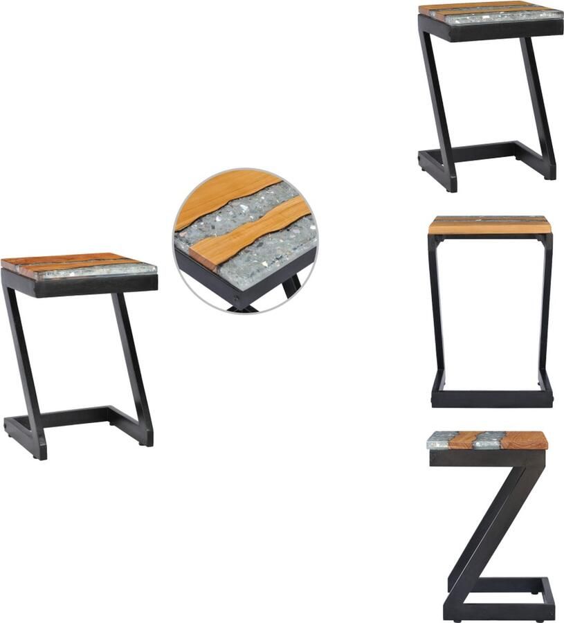 VidaXL Salontafel Salontafels Tafeltje Tafeltjes Salontafel 30x30x50 cm massief teakhout en polyresin