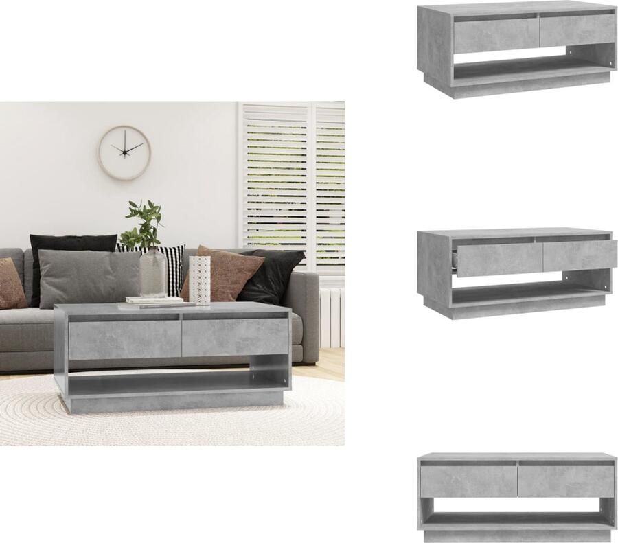 VidaXL Salontafel Salontafels Woonkamertafel Banktafel Salontafel 102 5x55x44 cm bewerkt hout betongrijs